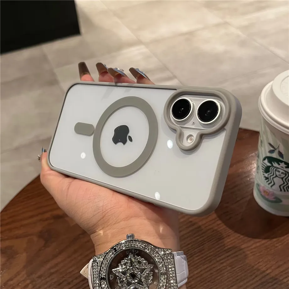 Luxury For Magsafe Transparent Case For iPhone 18 12 13 14 15 16 17 Pro Max Mini Plus Magnetic Wireless Charge Bumper Case Cover