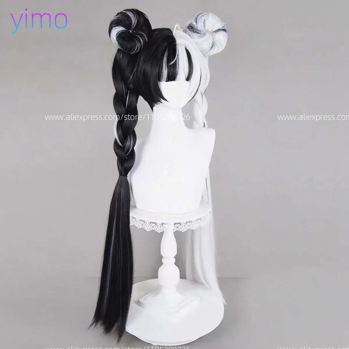 Peluca de Cosplay ZZZ Dialyn, peluca mixta en blanco y negro, pelucas sintéticas resistentes al calor de Anime para disfraz de fiesta de Carnaval y Halloween