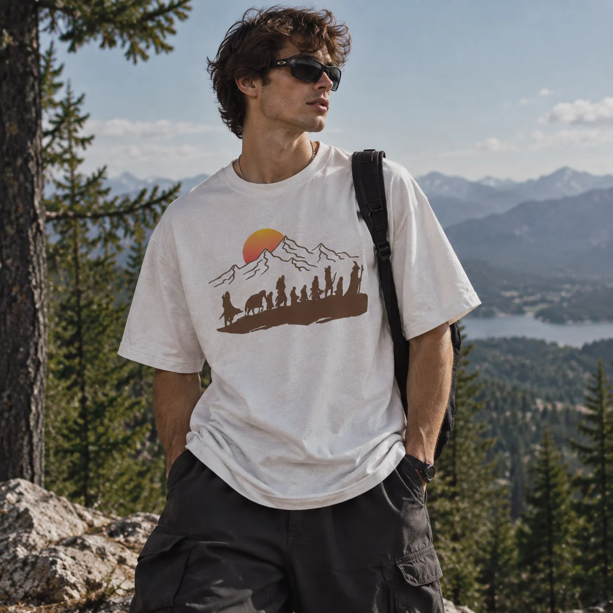 The Fellowship L-Lords Of The R-Rings T Shirts Funny T-Shirts Round Neck Tee Shirt Short Sleeve Clothes Summer