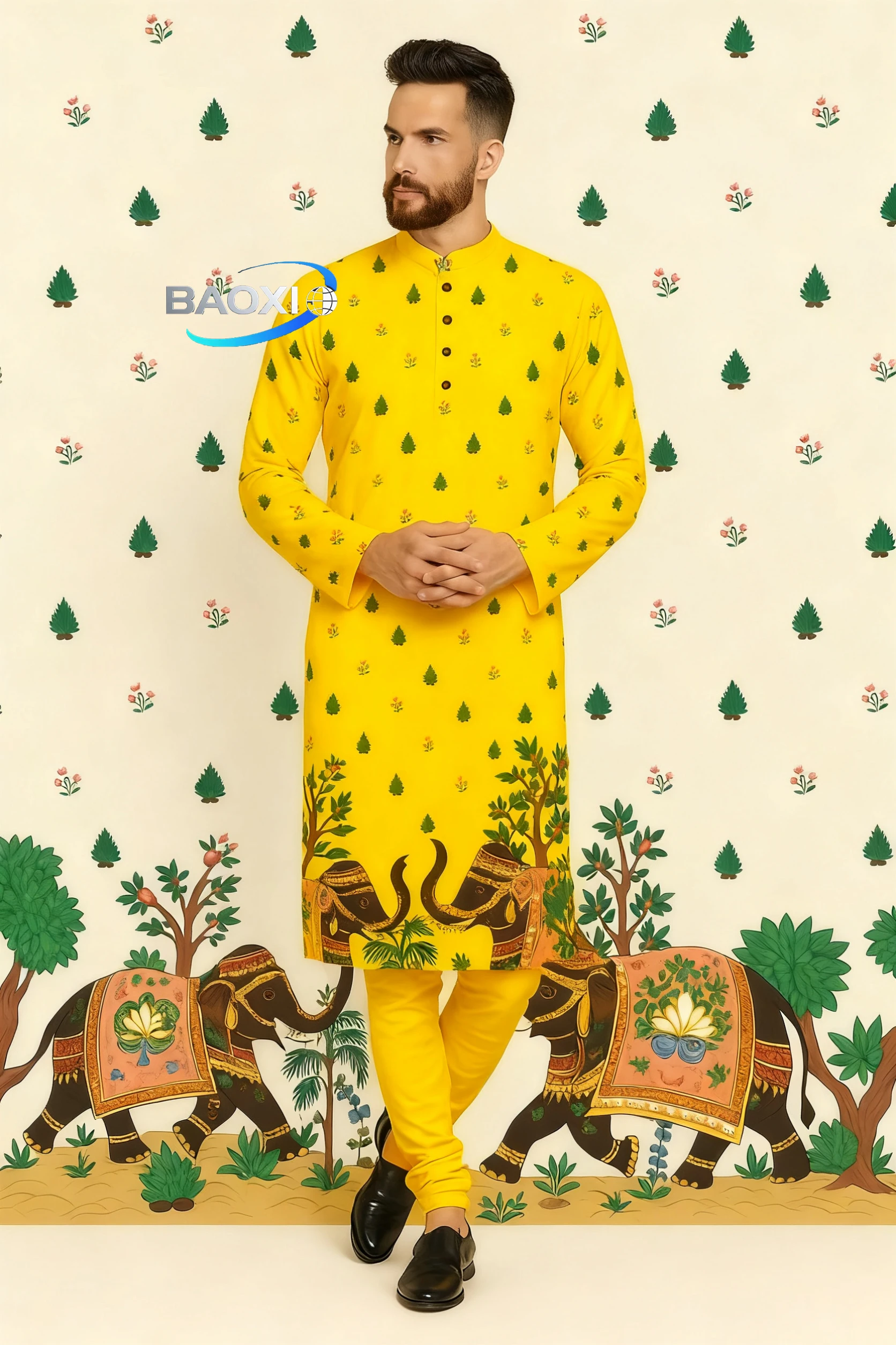 Men's printed pattern kurta vardha fashionable and comfortable fit regular long robe suitable for all occasions ethnic clothing