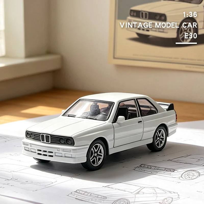 1/36 Vintage Retro car model,E30 Classic,Muscle car Model,Die-cast metal,Exquisite Compact Pocket car,Beautiful Collectible