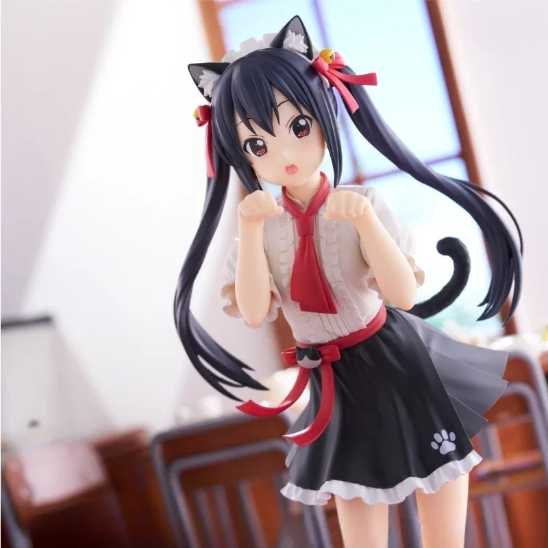 K-ON! FuRyu Nakano Azusa Cat Ear Girl Originale genuino 21 cm PVC Action Figure Anime Figure Modello Giocattoli Figure Collection Regalo bambola