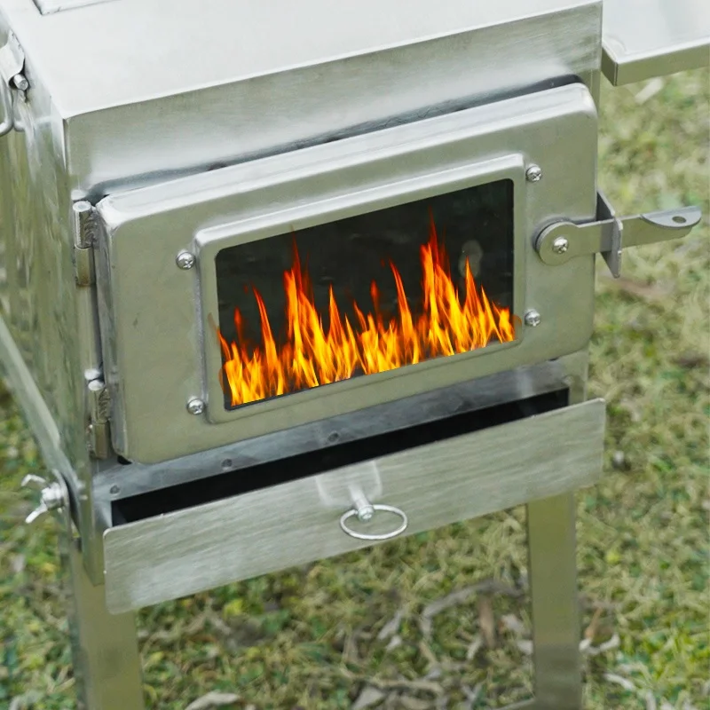 Hot Steel Wood Burning Stoves for Family Glamping Tents with Sides windows