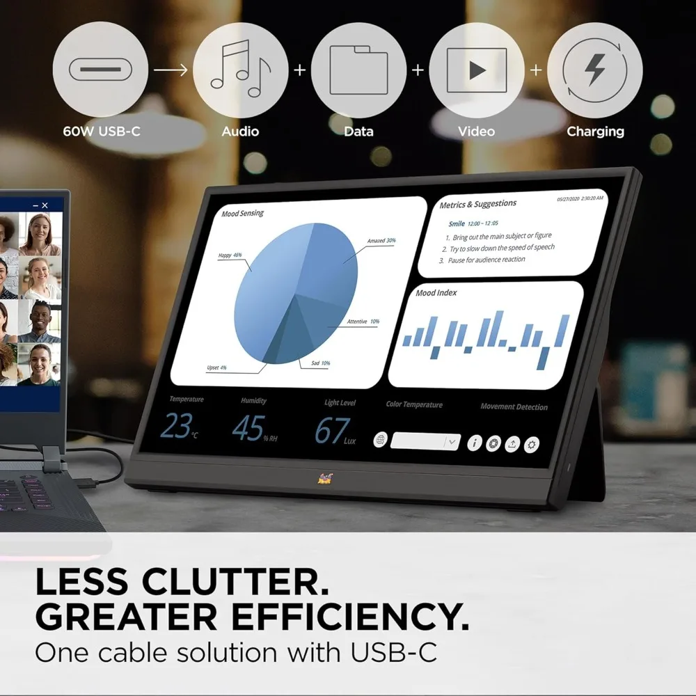 شاشة VA1655 15.6 بوصة 1080p FHD IPS المحمولة مع حامل مدمج، 60 وات USB C، Mini HDMI، حافظة واقية و - تخفيضات كبيرة #2