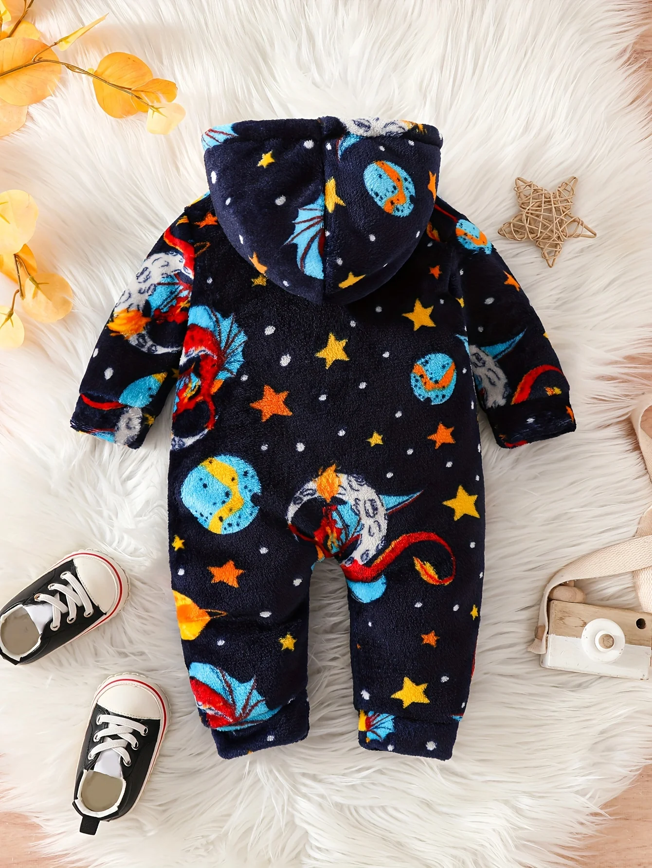 0-2 years old baby autumn and winter comfortable warm climbing suit cute cartoon pattern fur onesie