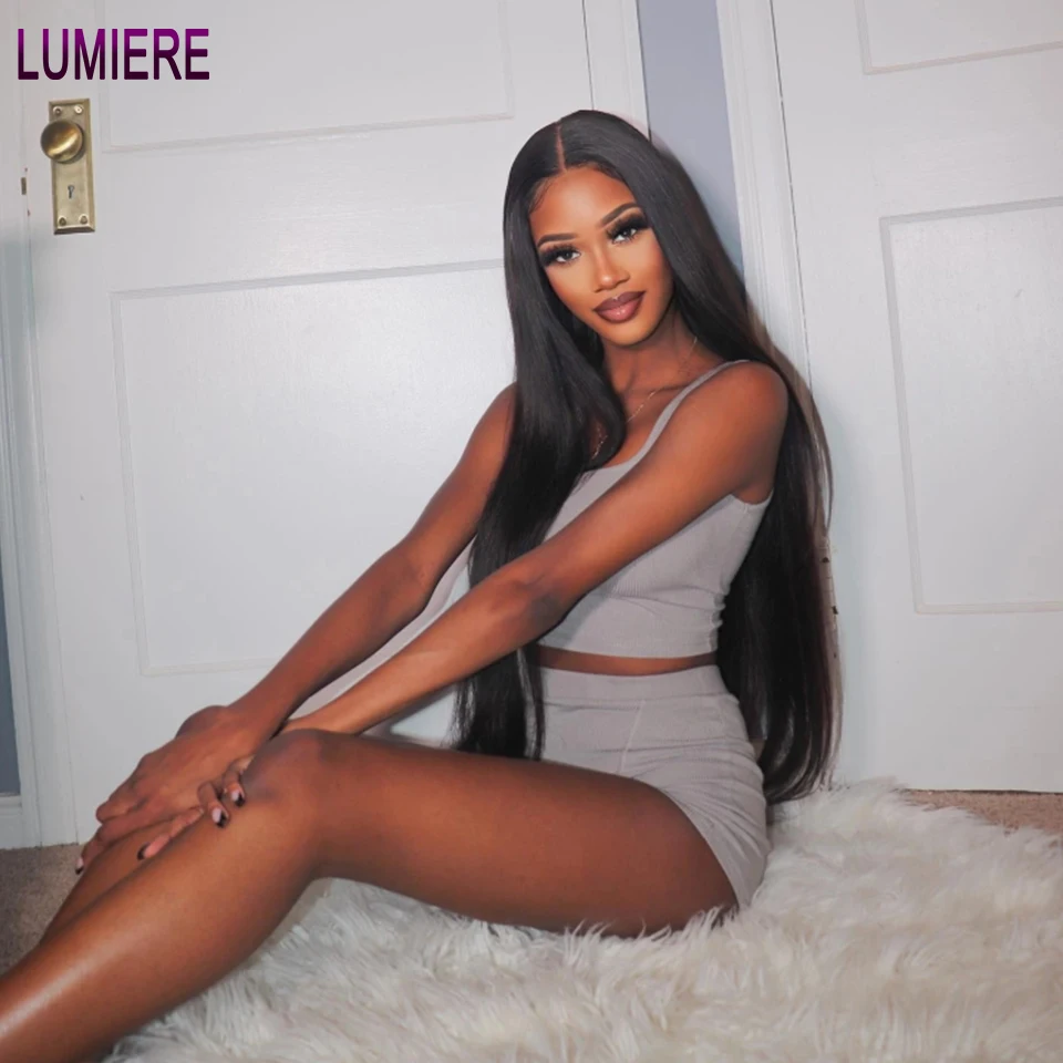 

Lumiere 30 inch 13x4 Lace Frontal Wig Human Hair Ready To Wear Brazilian Transparent 4x4 Straightl Lace Closure Wig For Women