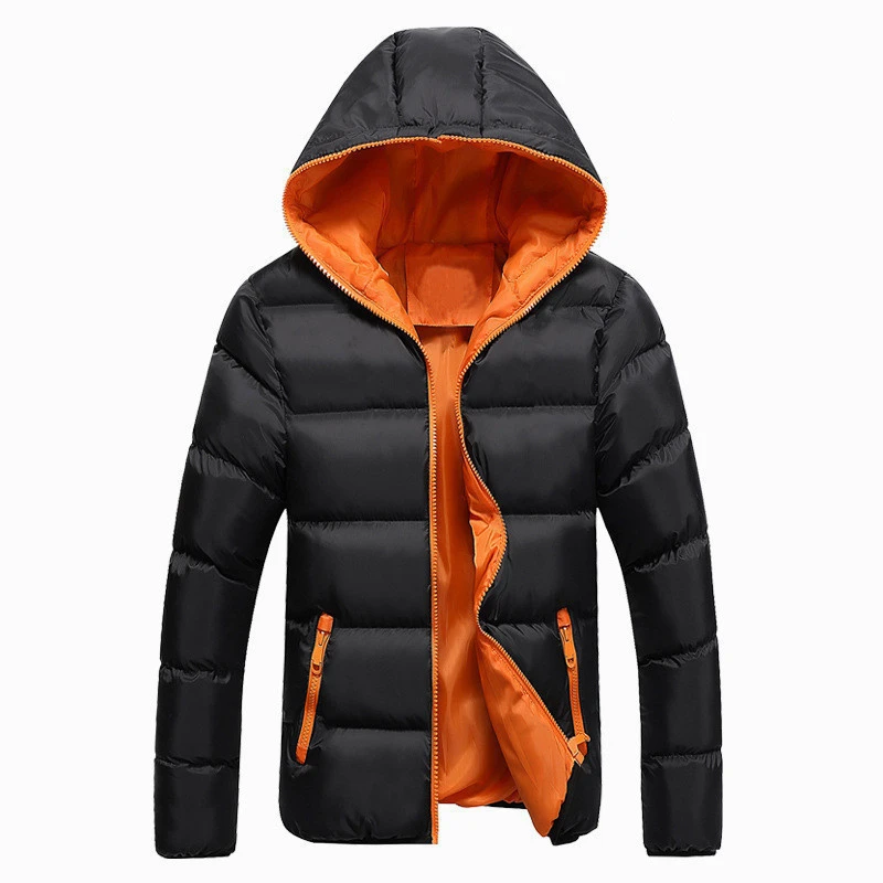 Novo casaco de inverno moda gola de pé parker zíper acolchoado masculino