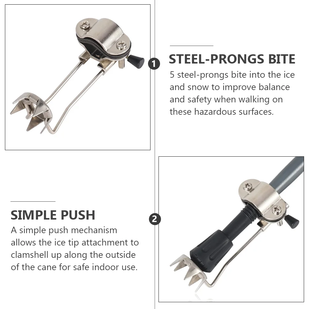 Crutches Trekking Poles Crampons Ice Walking Claw Outdoor Supplies Sticks Cane Tips Grip Attachment Snow Travel Defend Canes