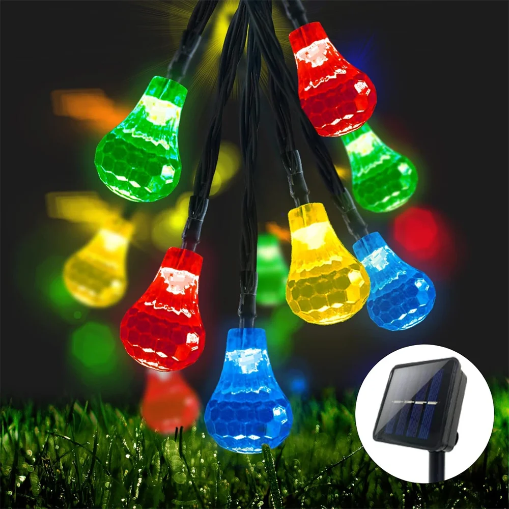 

Solar String Lights Outdoor Waterproof Diamond Faceted Solar Twinkle Fairy Lights with 8 Super Bright Lighting Modes for Garden