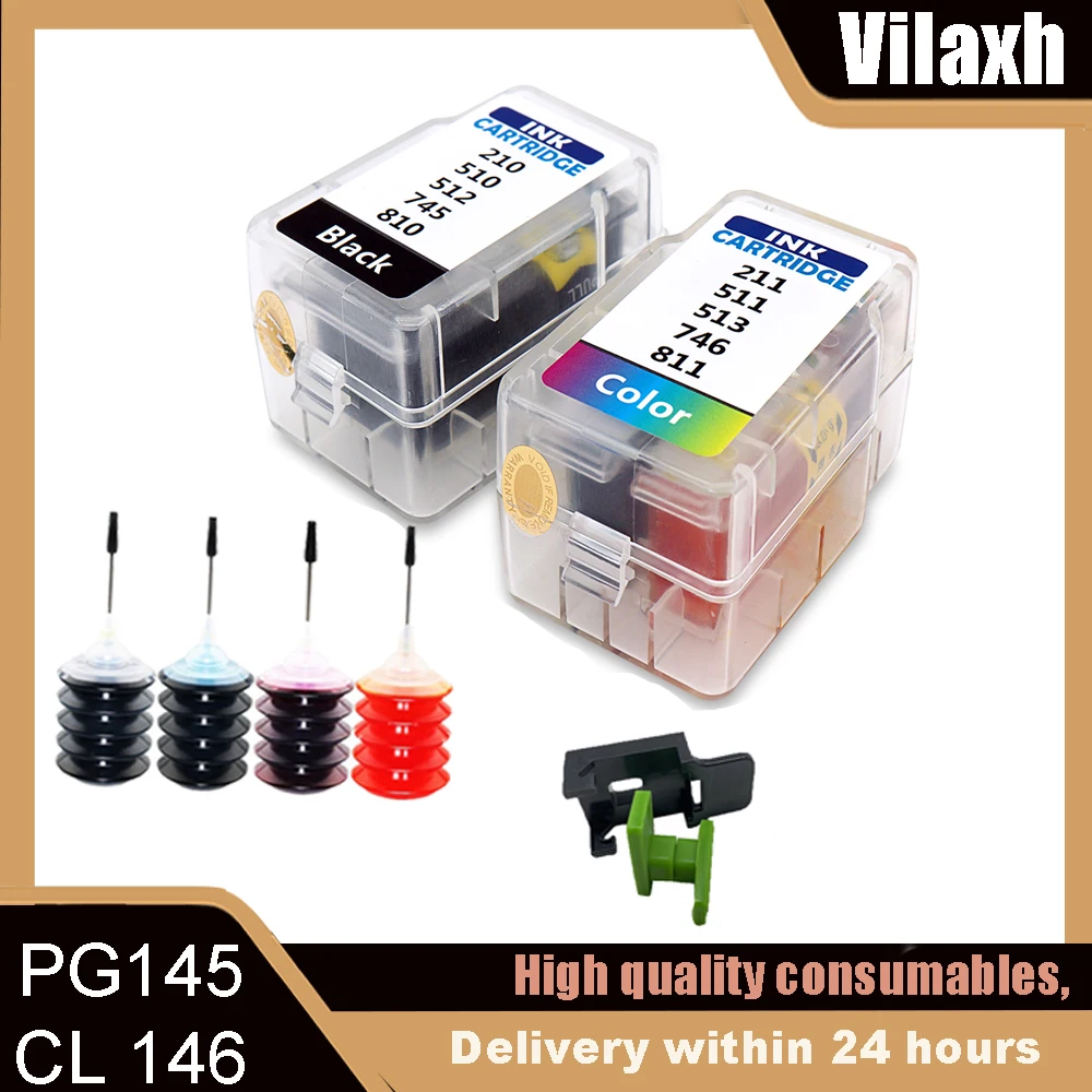 NO chip Smart  145XL 146XL Ink Cartridge Refillable for Canon PG145 CL146 PG-145 PG 145 146 For Pixma MG2410 MG2410 MG2510