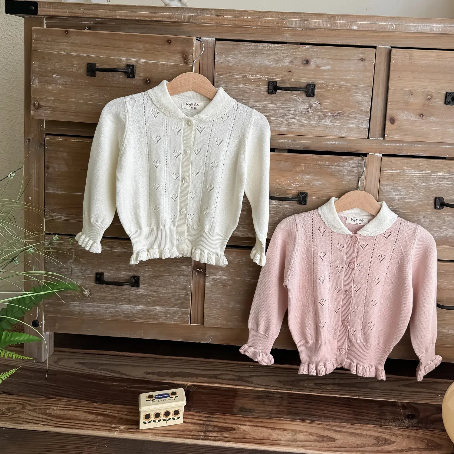 

Girls Cardigan Autumn Korean Style Fashion Trend Baby Collar Cardigan Cute and Sweet Ballet Style Knitted Top