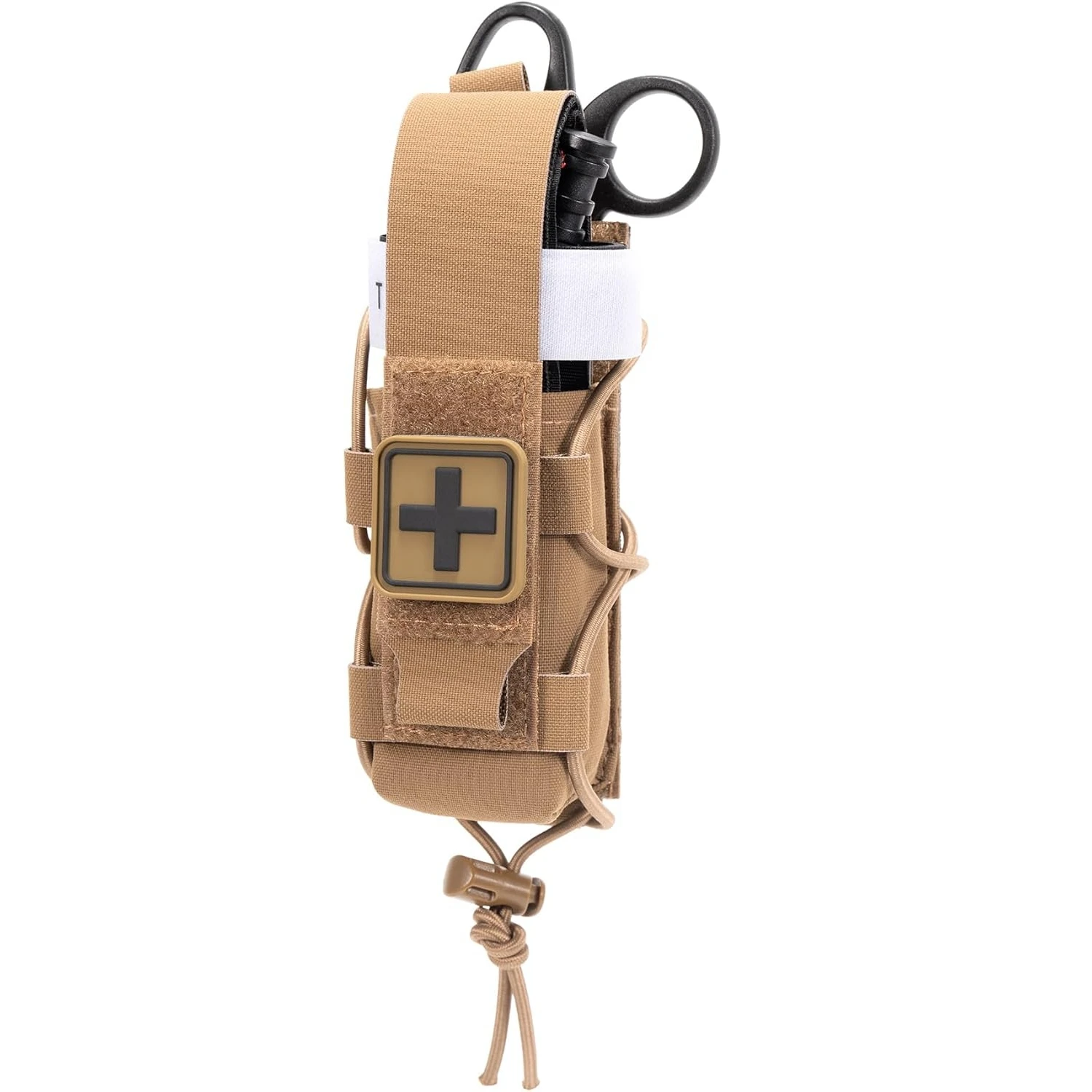 MOLLE Tourniquet Holder IFAK TQ Holder Tactical Medical Pouch Holster First Aid Kit Cross Patch/Bungee Cord with tourniquet view 4