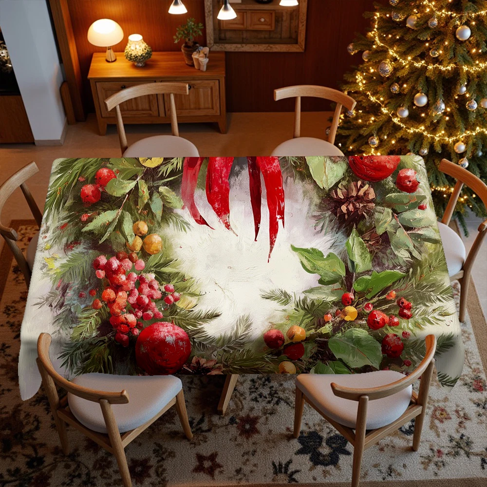 Christmas Floral Tablecloth Restaurant Kitchen Tablecloth Living Room Home Decoration Rectangular Party Decoration