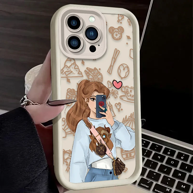 Disney Princess Girl Soft Phone Case For iPhone 15 14 13 12 11 Pro Max X XS XR 7 8 Plus SE 2020 Liquid Silicone Bumper TPU Cover