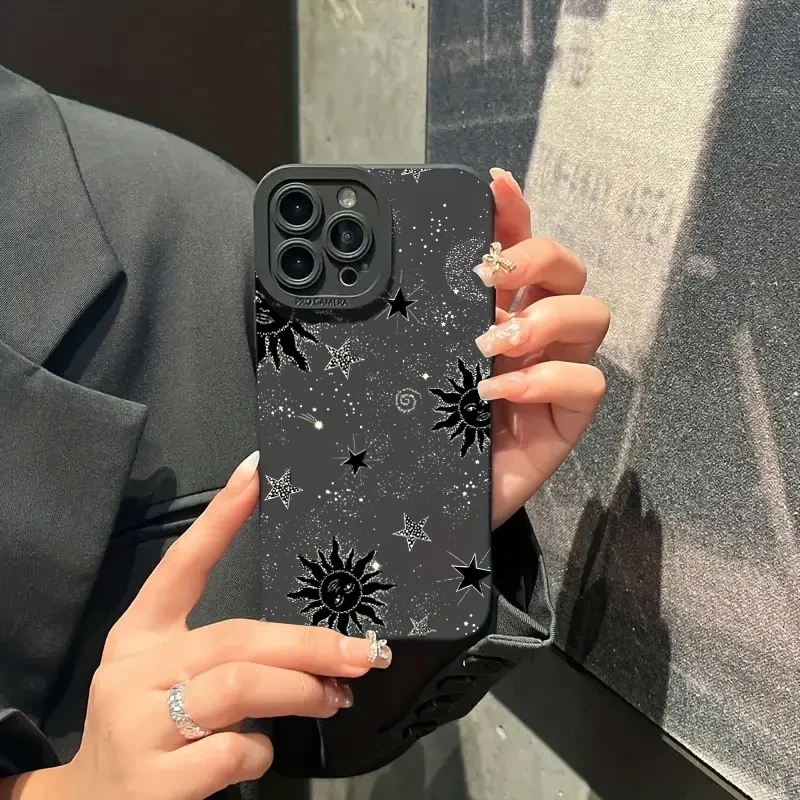 Moon Sun Pattern Phone Case for iPhone13 12 16E 17 16 15 14  11 Pro Max 7 8 Plus 17 Air Shockproof Silicone Soft Covers Fundas