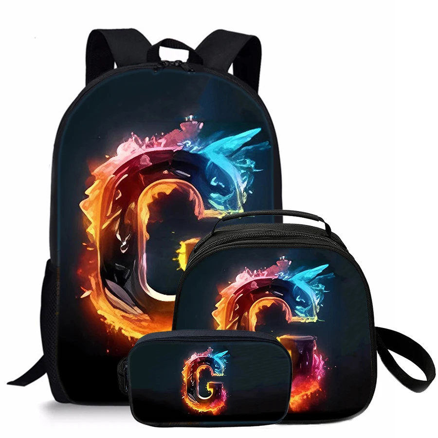 Juego de 3 uds de bolsas de almuerzo redondas con letras, bolsas de lápices, mochilas escolares para niños/niñas, los mejores regalos, mochila de dibujos animados 3D para niños