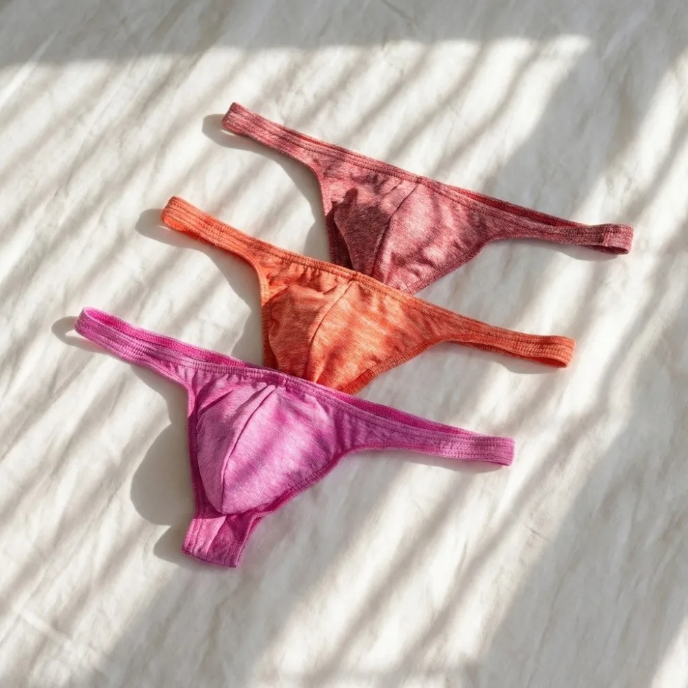 

Breathable Low Waist Men Thongs Underpants Lingerie Men's Panties Underwear Solid Color Male Briefs Men