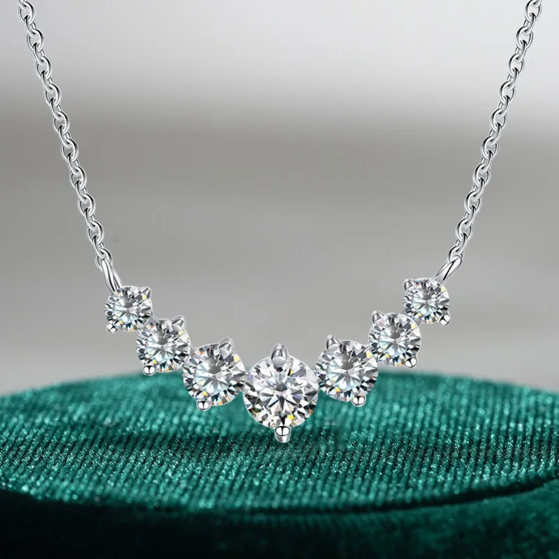 

KNB 1.7ct Real Moissanite Diamond Necklace for Woman Wedding Daily Wear Party Original 925 Sterling Silver Luxury Fine Jewelry