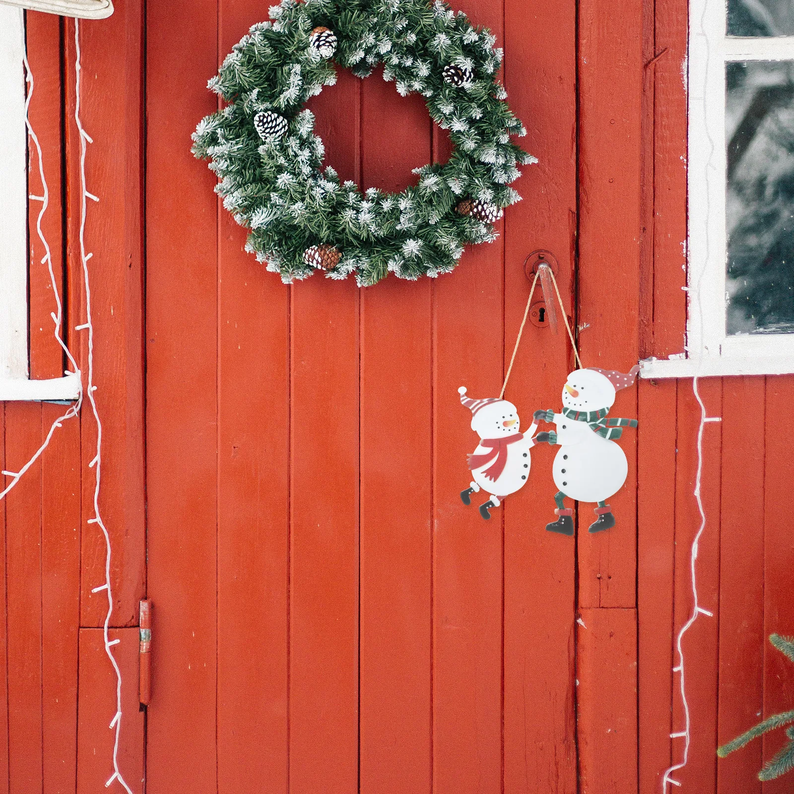 

Wooden Christmas Door Sign Snowman Design Hanging Plaque Xmas Front Door Decor Festive Welcome Sign Christmas Ornaments