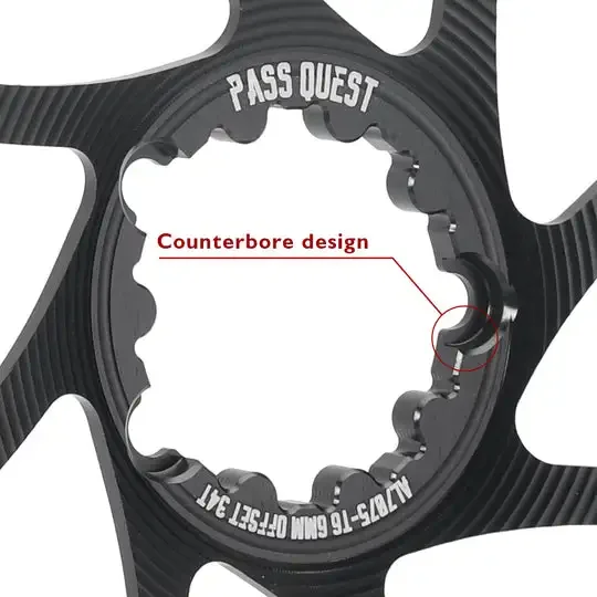 PASS QUEST 6mm Offset 3 Bolt Chainring Direct Mount Chainwheel  for SRAM GXP DUB XX GX X1 X01 9/10/11/12 Speed