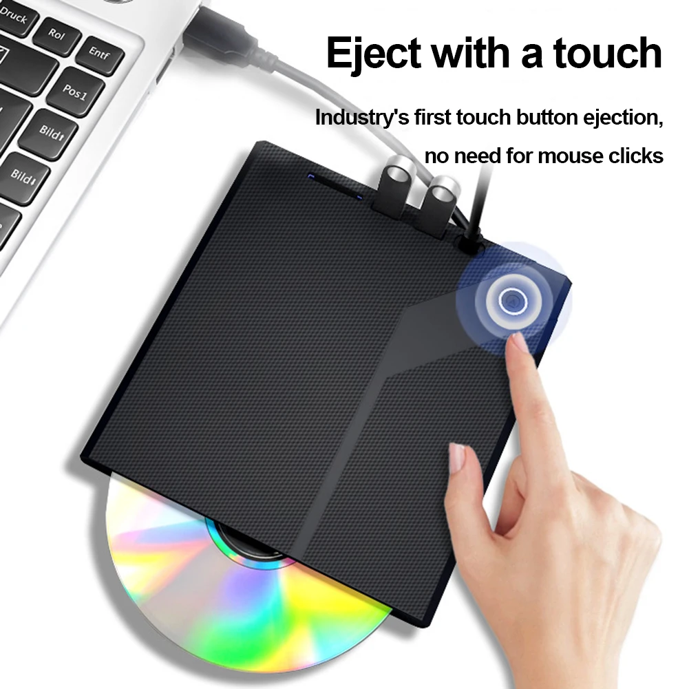 USB 3.0 Type-C External DVD RW CD Writer Drive Burner Reader Player Optical Drives Compatible with Windows Disk Duplicator Drive