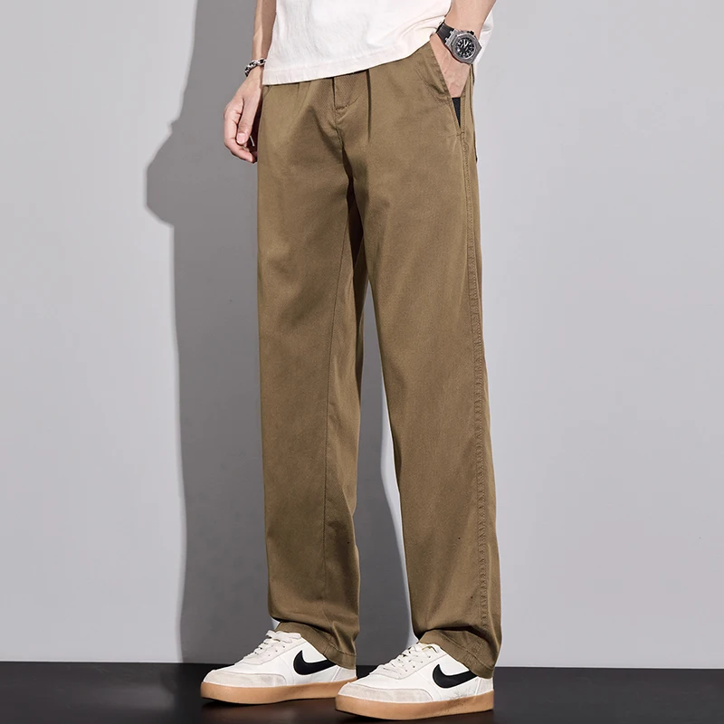 

New Lyocell Fabric Summer Mens Casual Pants Hight Quality Fashion Business Trousers Comfortable Breathable Mid-Waist Pants