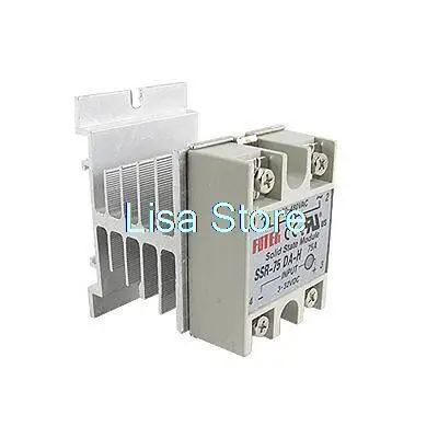 SSR-75DA-H DC-AC Single Phase 3-32VDC 90-480VAC 75A SSR Solid State Relay + Heat Sink