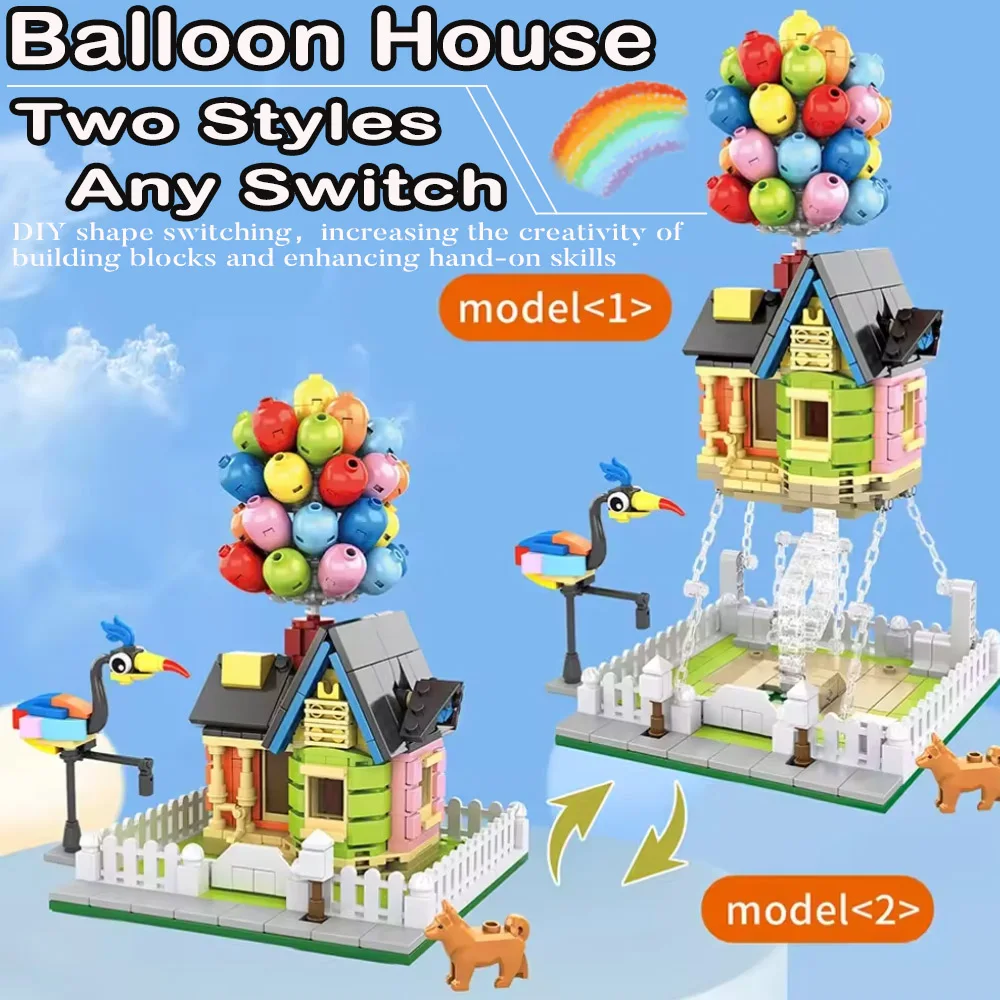 

Creative Balloon House Street View Create Ideas Disn Film Adorable Architecture Building Blocks Model Toy MOC Gift 555pcs