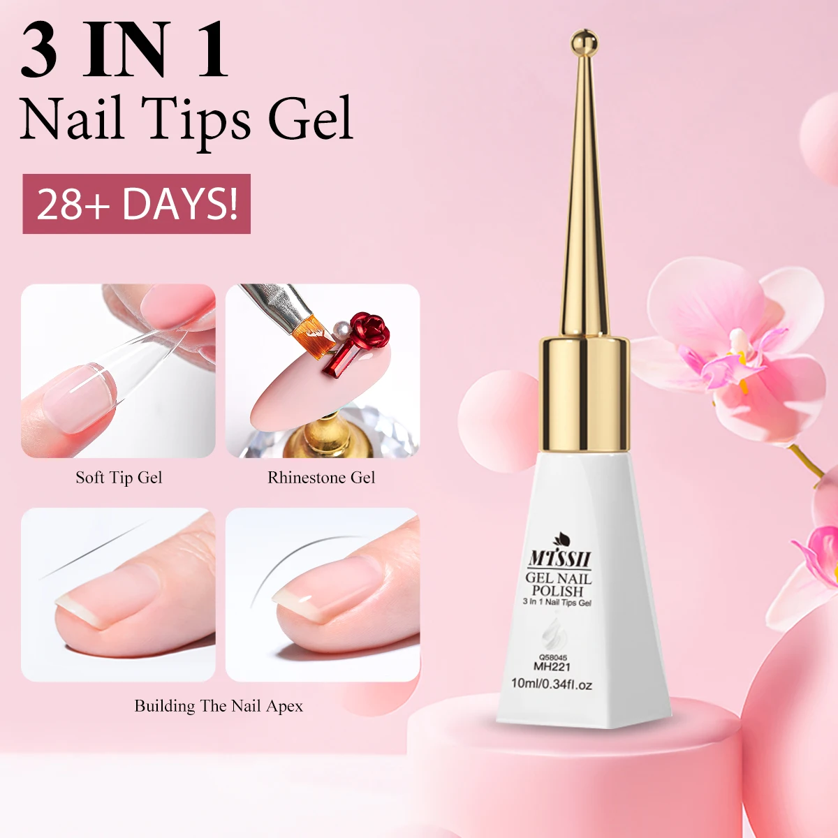 3 IN 1 Soft Nail Tips Gel Transparent Nail Tips Gel For False Nails Extension Strong Adhesive Tip Glue UV LED Soak Off Manicure