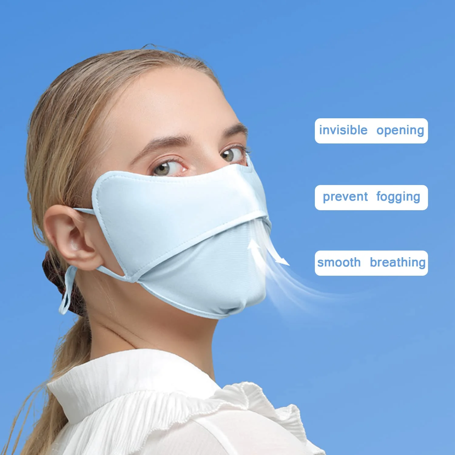 Breathable , Washable Reusable , UV Protection Thin Three-Dimensional Eye Protection Ice Silk Sunscreen .