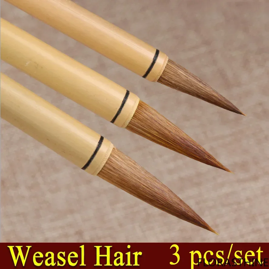 3 pcs /set Weasel Hair Chinese Calligraphy Brush Oil Pen Paint Brush for Painting Art School Supplies