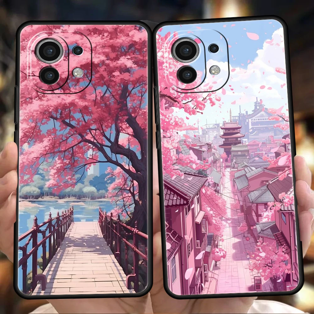 Pink Spring Cherry Blossoms Phone Case for Xiaomi Mi 14 13 12 11 Ultra 13T 12T Poco C51 F3 F4 F5 X3 X4 NFC M3 Pro Lite 5G Cover