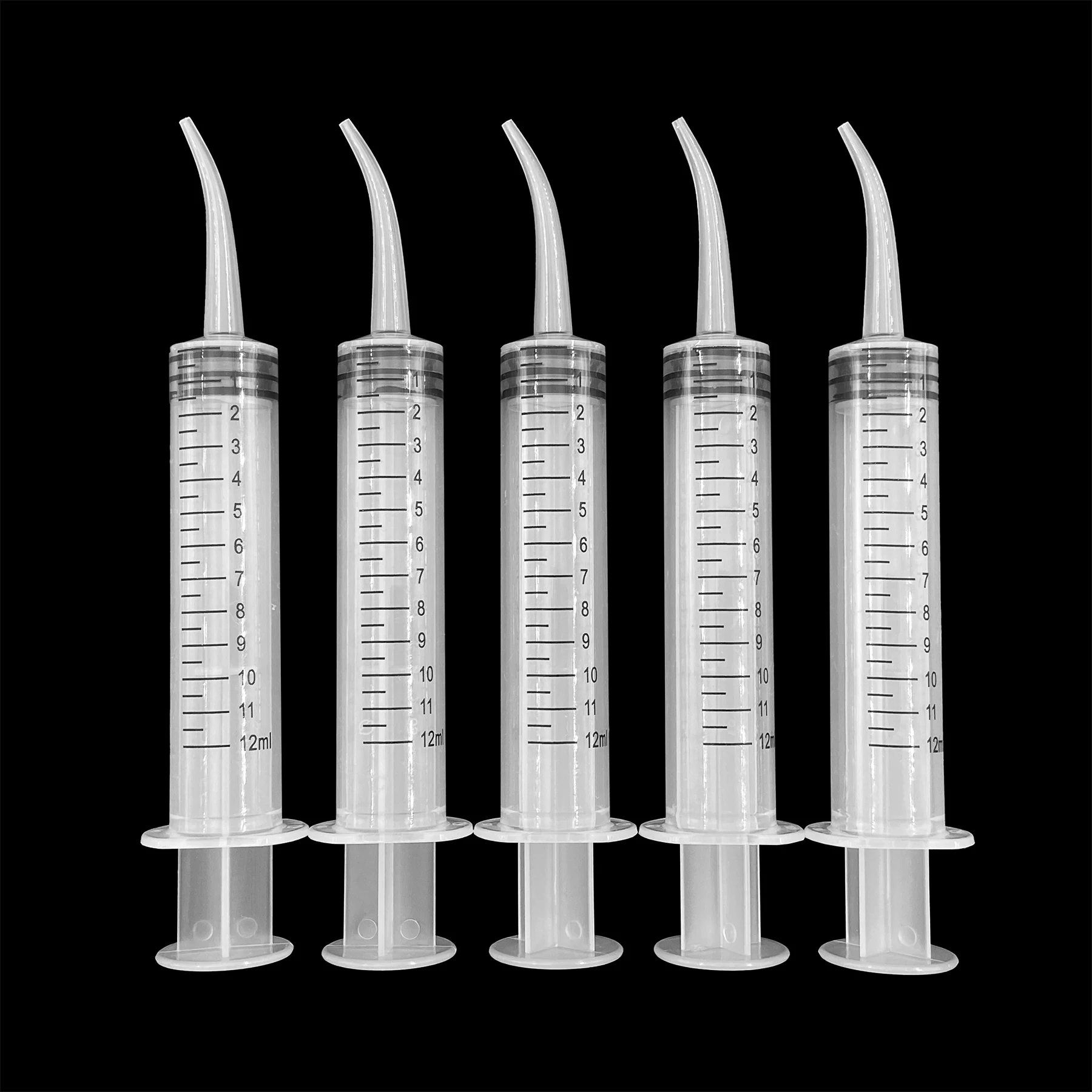 5pcs Dental Irrigation Syringe With Curved Tip 12ml Tip Diameter 1.9mm Disposable Impression Syringes Dentist Use Oral Care