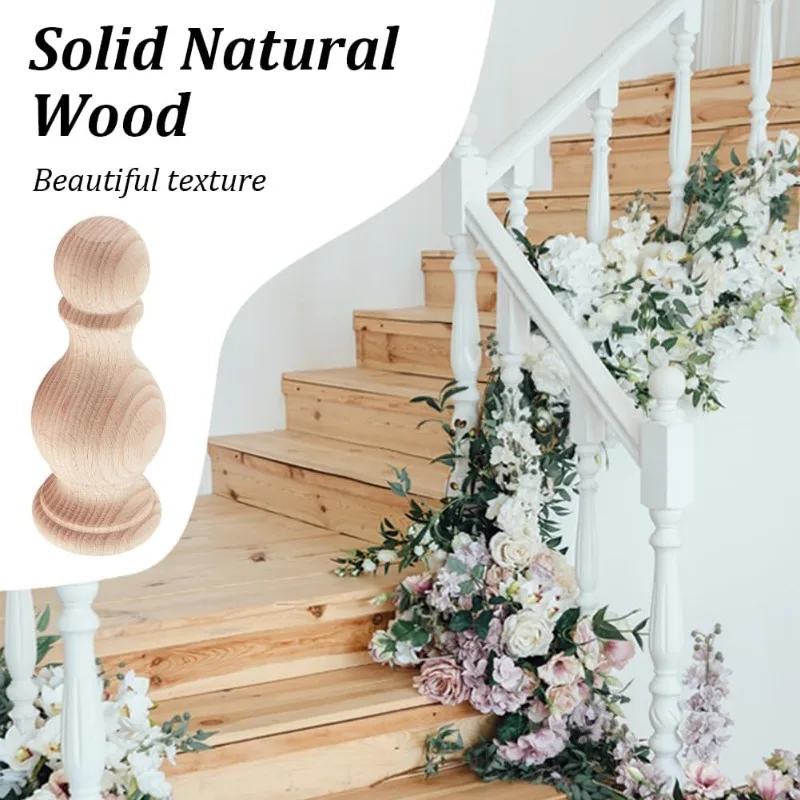 2Pcs Unfinished Wood Finials 4.7x1.9 Inch Craft Finials Dowel Rod Finials Decorative Finials for Bed Post Vintage Curtain Rod