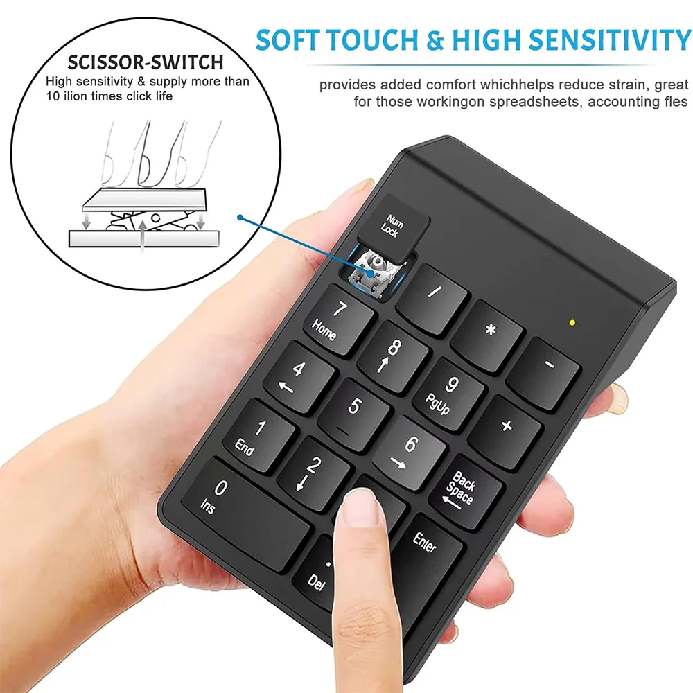 18-Key Wired Wireless Numeric Keypad USB 2.4G Mini Number Pad Digital Keyboard for IMac MacBook Air Pro Laptop PC Desktop