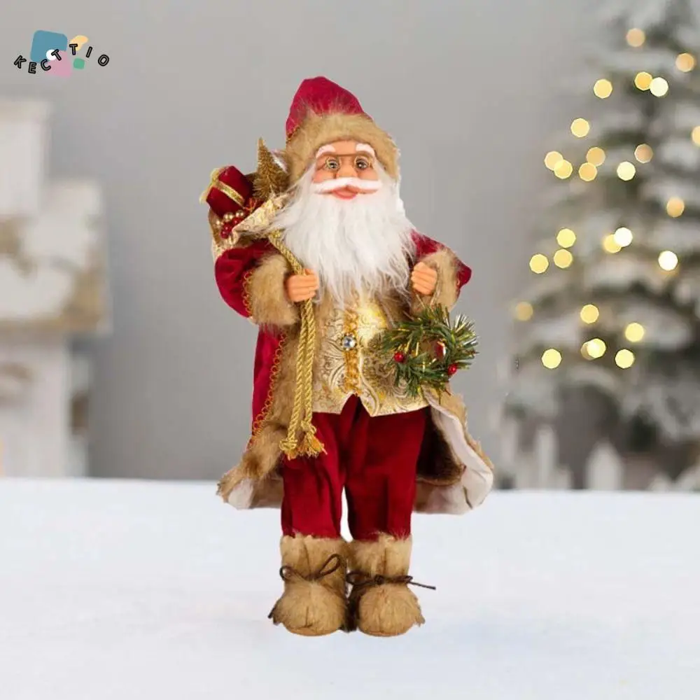 

30/45cm Santa Claus Doll Plush Clothes with Gift Bag Santa Claus Figurines Wreath Christmas Santa Claus Ornaments New Year