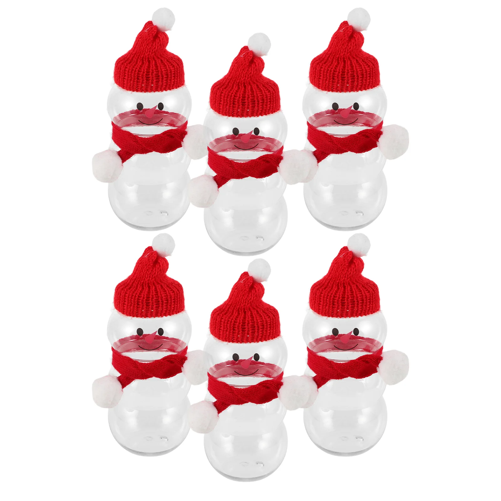 

6 Sets Snowman Milk Tea Bottle Miniature Scarf Water Xmas Beverage Bottles Empty Clear Christmas Drink Jar Seal