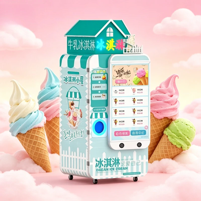 

Outdoor Full Automatic Ice Cream Vending Machine Self Service Ice Cream Robot for Commercial Activities