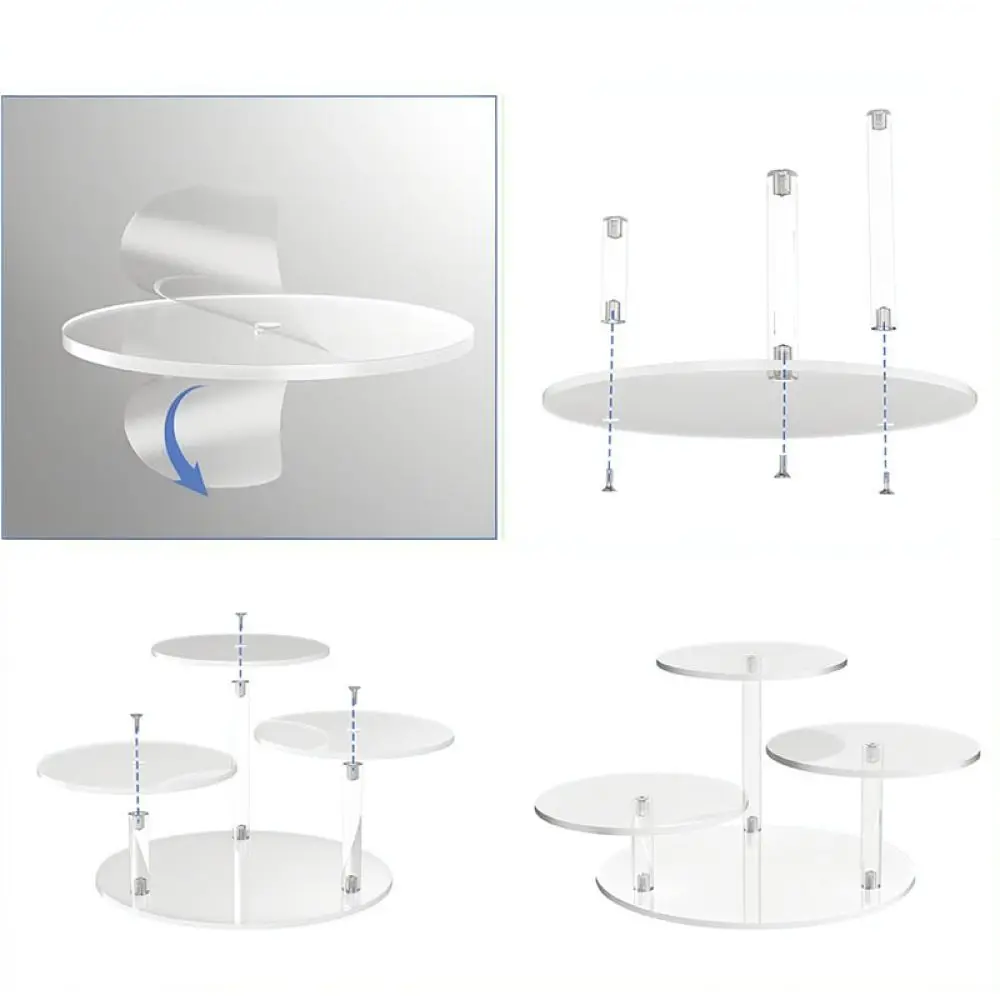 Acrylic Three Layer Display Rack Desktop Storage Organizer For Crafts Jewelry Action Figures Miniature Plants Holder Shelf