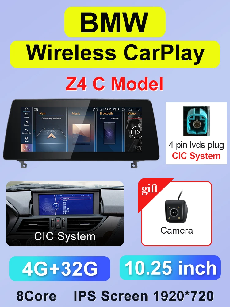 STWEI ID8 10.25 inch Android 14 Draadloze CarPlay AUTO Voor BMW Z4 E85 E86 E89 CIC NBT Auto Multimedia Video Spelers GPS Bluetooth - afbeelding 1