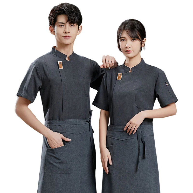 

Unisex Chef Restaurant Jacket Short Sleeve Men Women Kitchen Wear Bakery Waiter Uniform Kitchen Clothing Waiter Workwear