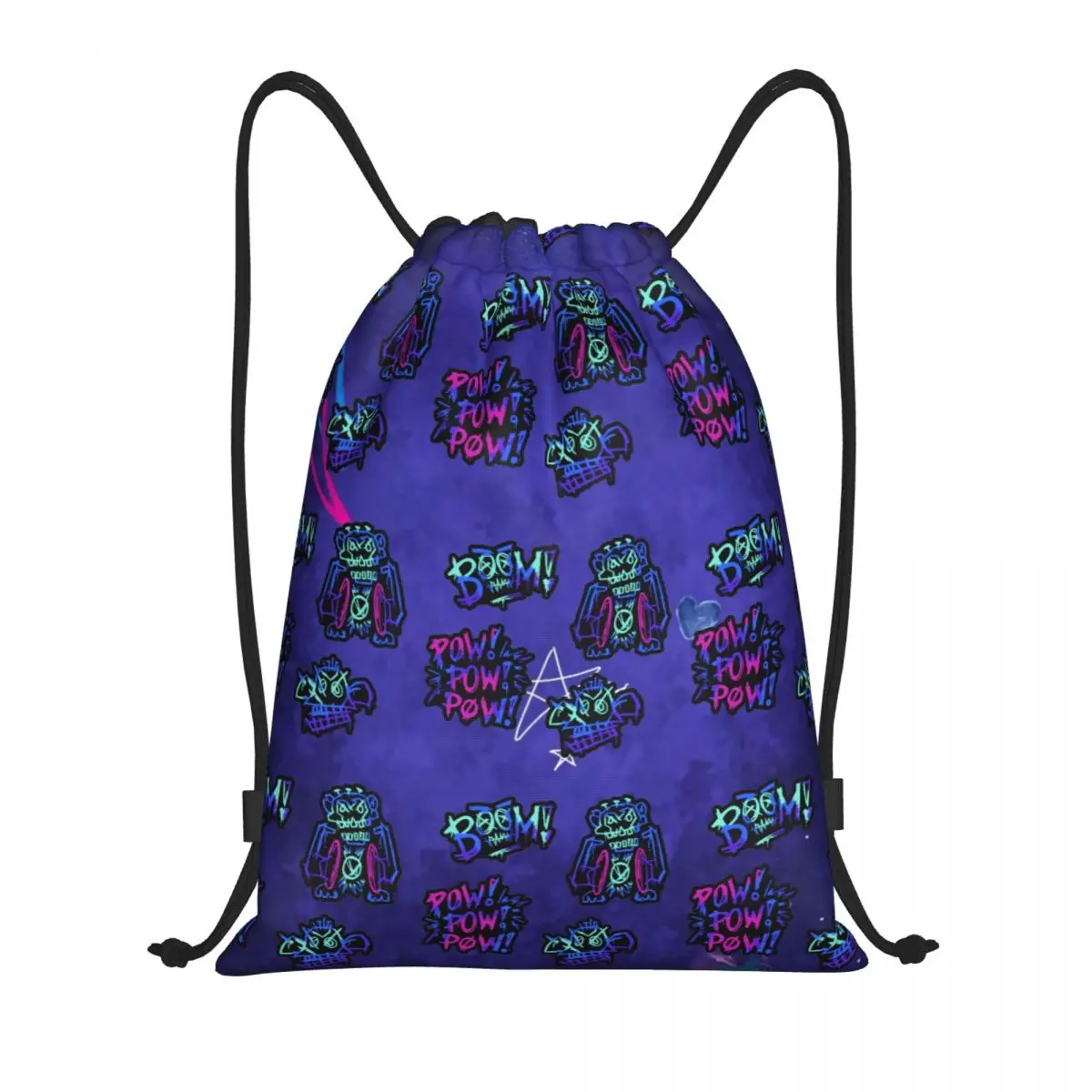 Custom Jinx Arcane Monkey Graffiti Art Drawstring Bags  Foldable Sports Gym Sackpack Funny Cartoon Shopping Storage Backpacks