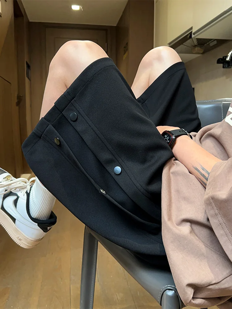 

Casual Loose Men's ort Pants Button Five-Point Student Sports Summer Leisure Faion Brand Teenage Boys' Straight Leg Trousers