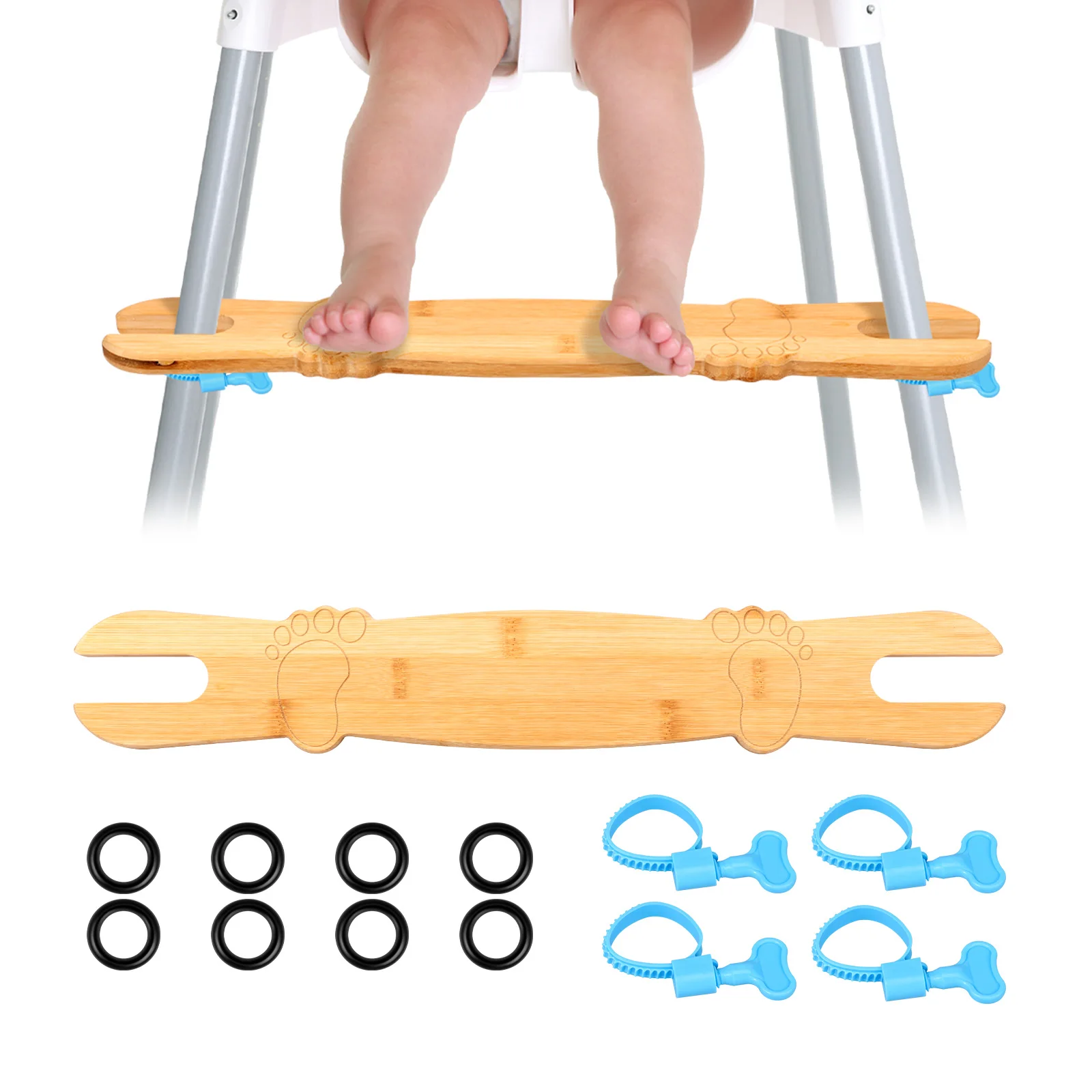 

2Pcs Baby High Chair Footrest 50cm Natural Bamboo Infant Seat Foot Rest Non-slip Stable Highchair Accessories Kids Babies Stuff