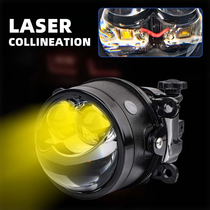 Laser lens Universal 3Inch Fog Light Hb3 9005 H8 H1 H11 Car Bi Led Projectors Fog Lamp White Yellow Led Headlight Bulb Accessori