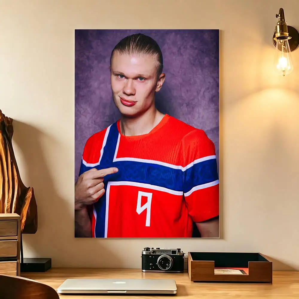 superstar E-Erling Haaland Poster Waterproof Wall Art Sticker For Bar Living Room Vintage Decor High Quality Print Gift