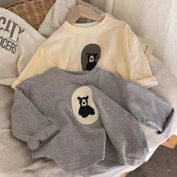 Child Spring And Autumn New Cartoon Crew Neck Long-sleeved T-shirt Casual Loose Tops Baby Boys Thin Cotton Base Bottoming Shirt