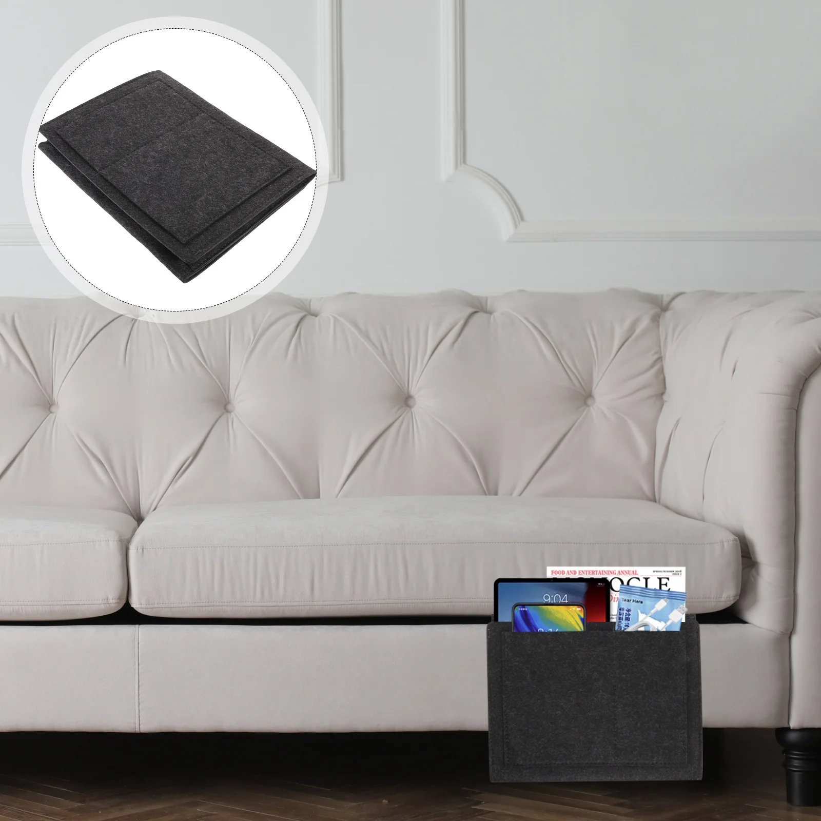 

Bedside Storage Pocket Felt Hanging Organizer For Books Phone Controller Tablet Dorm Sofa Bed Rail Multifunctional Storage