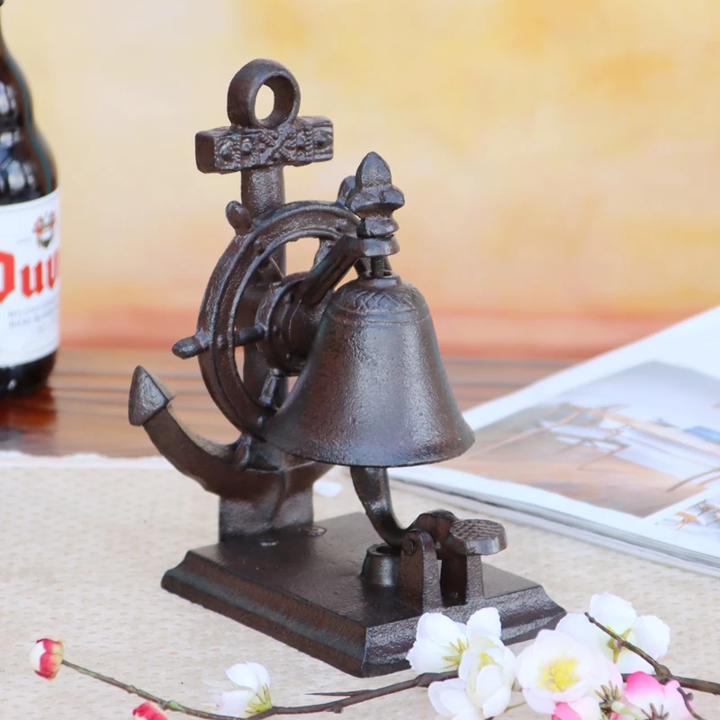 Vintage Cast Iron Hand Press Bell, Iron Craft Bell, Bar, Tea House, Coffee Shop, Dining Bell, Tabletop Hand Hammered Bell