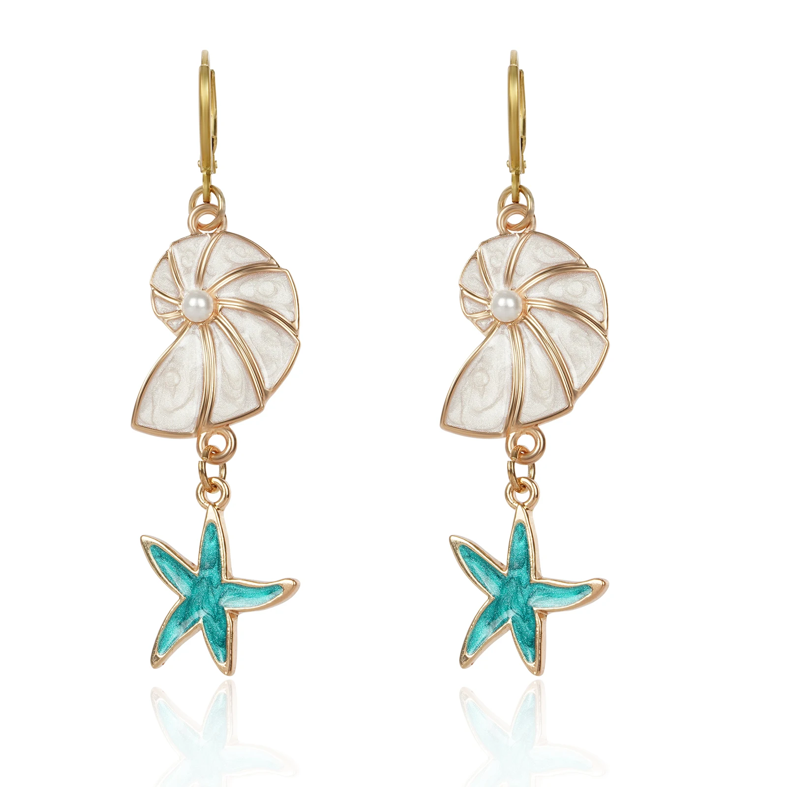 Chicgrowth Unique Starfish Conch Drop Earrings for Girls Jewelry Accessories for Women Charming Gift Wholesale